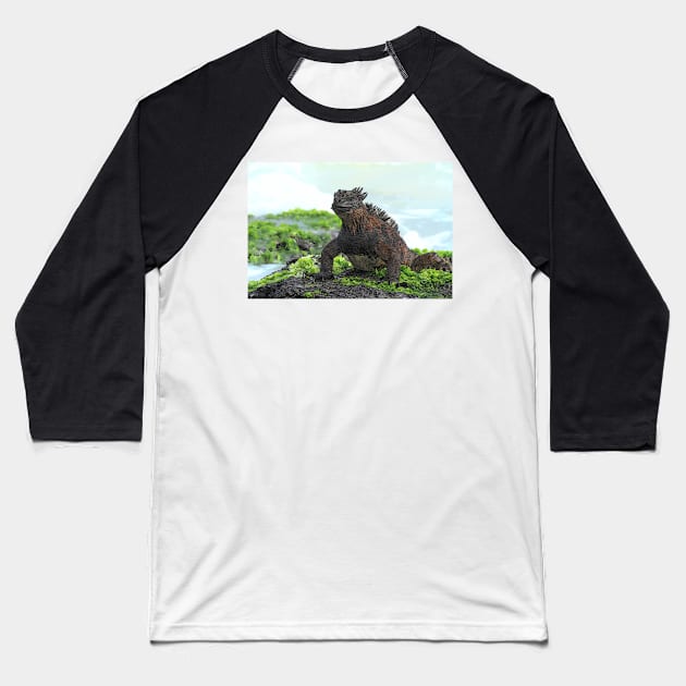 Galapagos Marine Iguana Baseball T-Shirt by TheAdventuringRhino